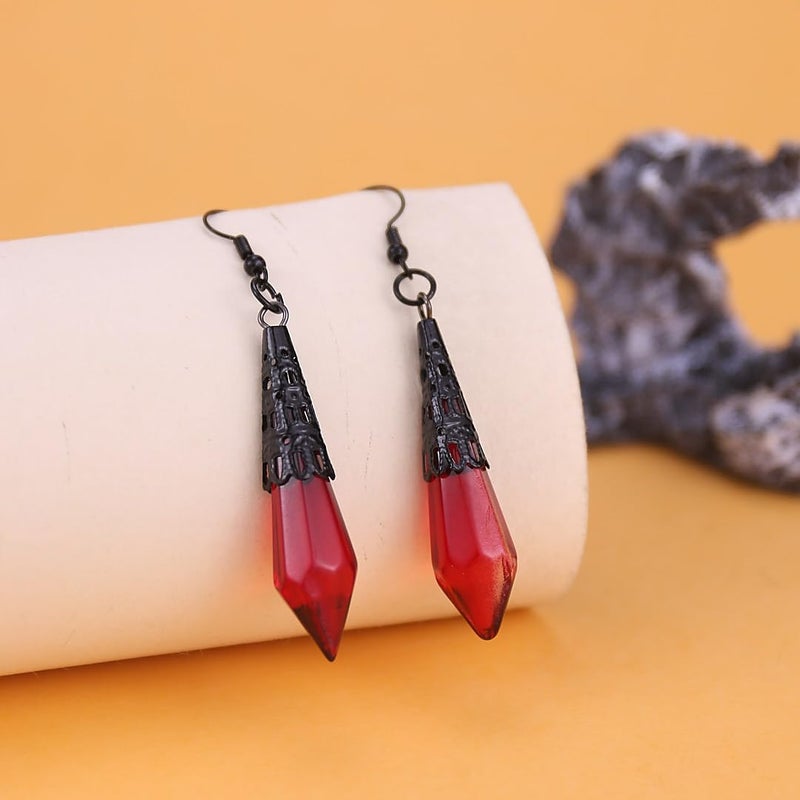 CSIYANJRY99 Goth Bat Crystal Earrings Vampire Accessories for Women Halloween Earring Gothic Jewelry Dangle Earrings Witch Victorian Vintage Dress Costume - Image 4